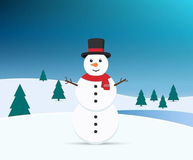Sneeuwpop met winter achtergrond Vector illustratie