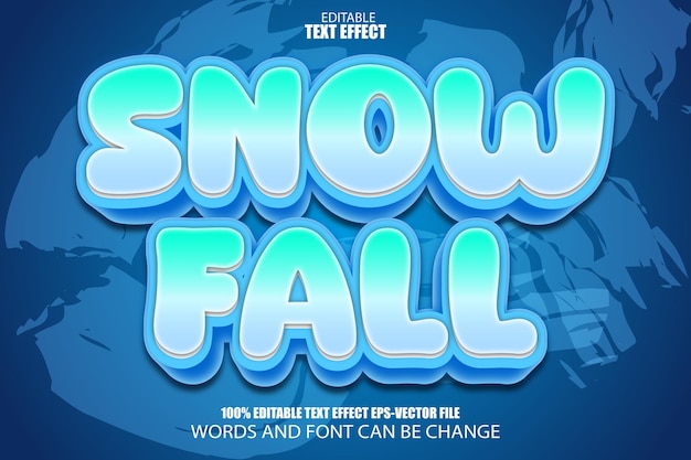 Sneeuwval Bewerkbaar Teksteffect Cartoon Stijl