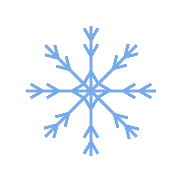 Sneeuwvlok eenvoudige vector pictogram blauwe sneeuw geïsoleerd op een witte achtergrond