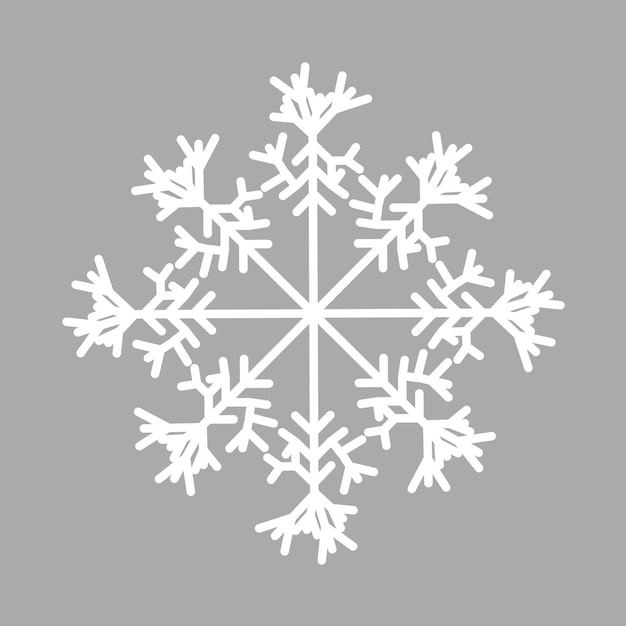 Sneeuwvlok geïsoleerd pictogram en tekenontwerp op grijze achtergrond