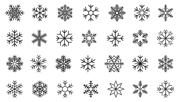 Sneeuwvlok icoon collectie voor wintervakantie decoratie Set van sneeuwvlok iconen Kerstmis en Nieuwjaar icoon collectie