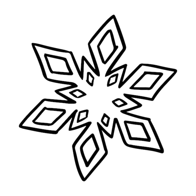 Sneeuwvlok lineart vector pictogram sneeuw winter komische stijl afbeelding hand getrokken geïsoleerde lineart afbeelding voor prints ontwerpen kaarten web mobiel