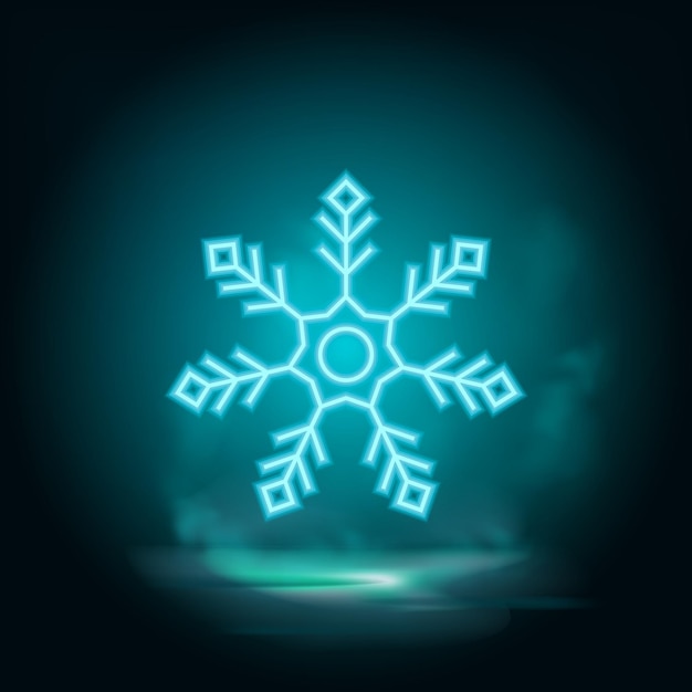 Sneeuwvlok neon vector icoon Kerstmis en winter thema Eenvoudige platte zwarte illustratie icoon op witte achtergrond