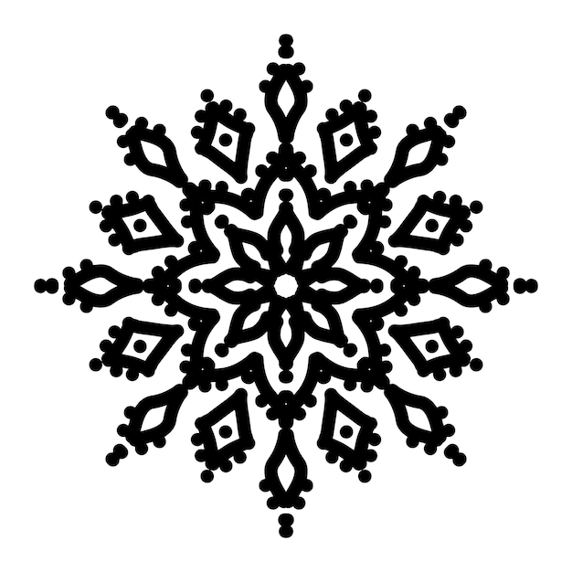 Sneeuwvlok pictogram kerst en winter thema eenvoudige platte zwarte illustratie op witte achtergrond