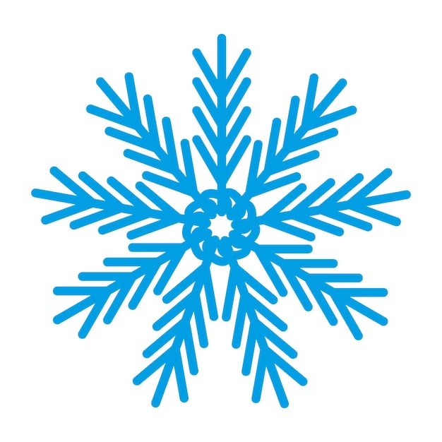 Sneeuwvlok symbool blauw silhouet geïsoleerd op een witte achtergrond