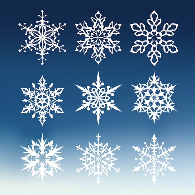 Vector sneeuwvlok winter set