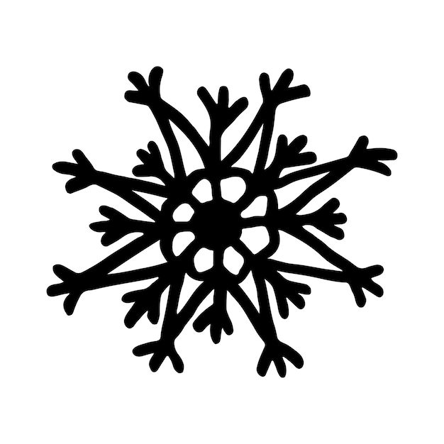 Sneeuwvlok zwart-wit kerst doodle minimalisme schattig ontwerp scandinavische monochroom handgetekende single