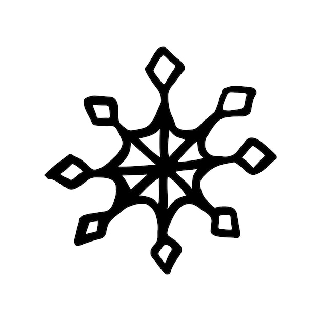 Sneeuwvlok zwart-wit kerst doodle minimalisme schattig ontwerp scandinavische monochroom handgetekende single