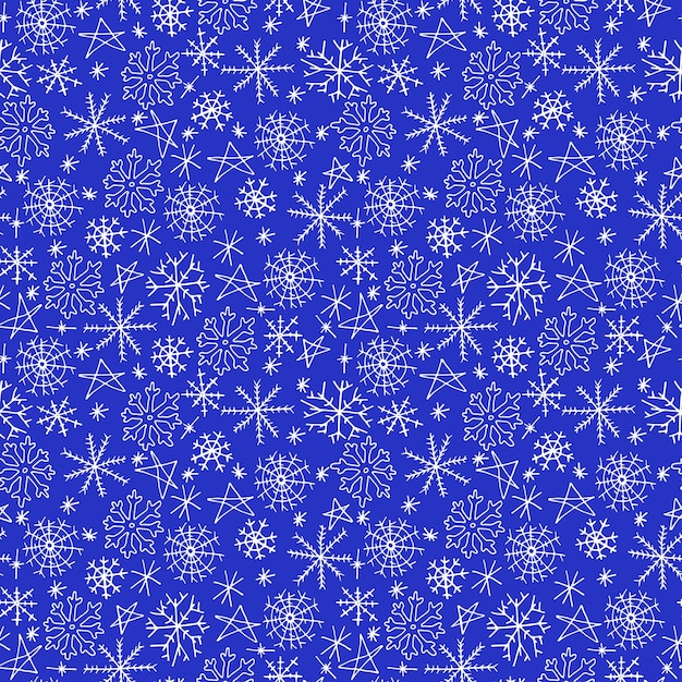 Sneeuwvlokken doodle naadloze patroon Kerstmis blu achtergrond