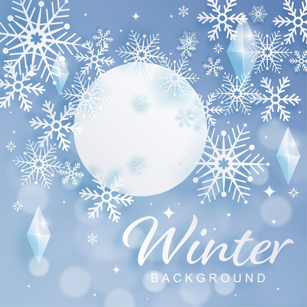 Sneeuwvlokken ontwerp voor de winter met sneeuwvlokken papier gesneden stijl op kleur achtergrond.