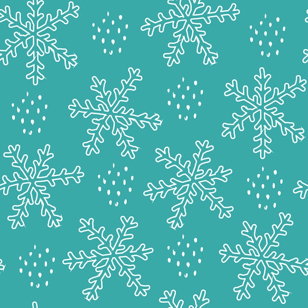 Sneeuwvlokken schattig hand getrokken doodle naadloze patroon