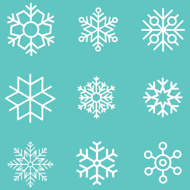 Sneeuwvlokken set in plat design