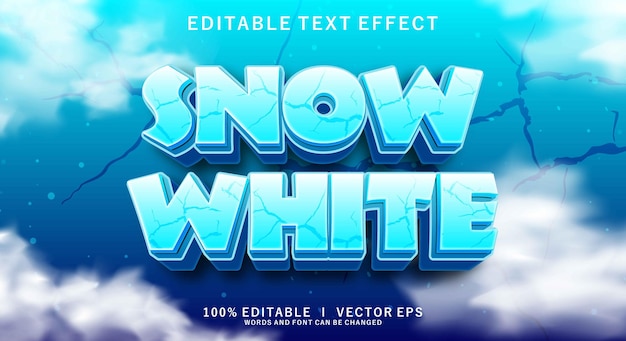 sneeuwwit 3d vector tekst effect met moderne stijl ontwerp