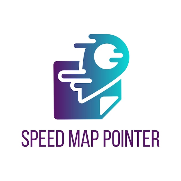 Snelheid kaart aanwijzer belettering vector pictogram ontwerp. Platte GPS-navigator, logo van het bezorgbedrijf