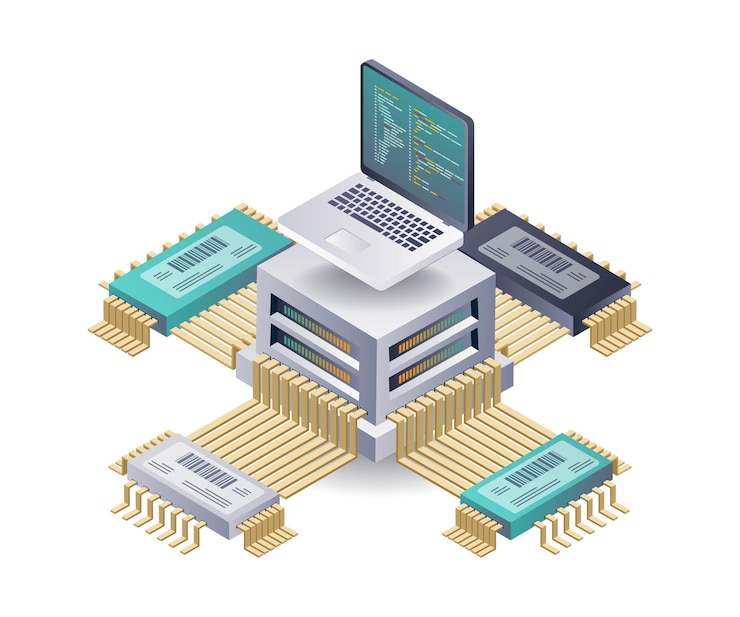 Vector snelheid van computerchipnetwerktechnologie