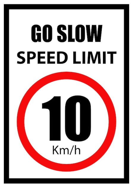 Snelheidslimietbord 10 km per uur teken ga langzaam snelheidslimietbord met rode rand