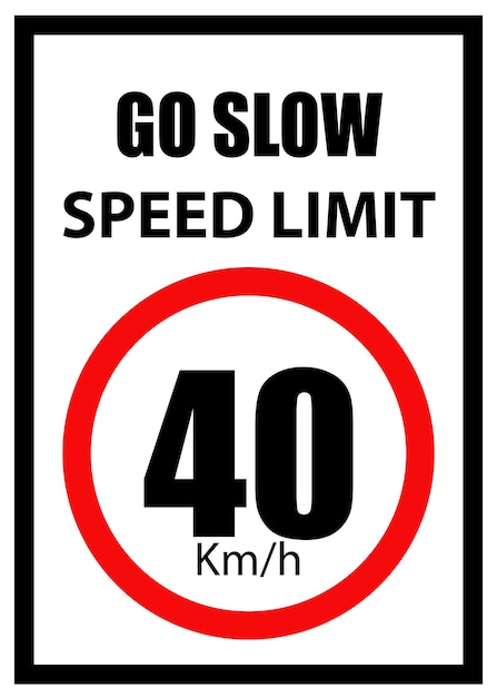 Snelheidslimietbord 40 km per uur teken Ga langzaam snelheidslimietbord met rode rand