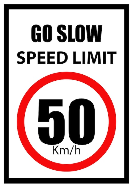 Snelheidslimietbord 50 km per uur teken Ga langzaam snelheidslimijtbord met rode rand