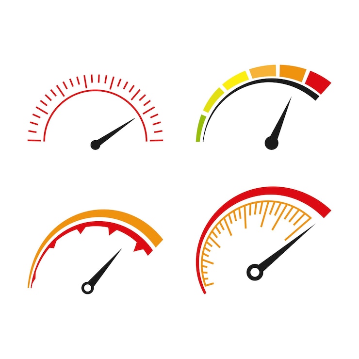 Vector snelheidsmeter pictogram ontwerpset bundel sjabloon geïsoleerd