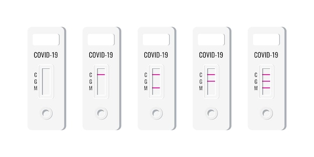 Snelle covid antigeen tests resultaat set vectorillustratie.