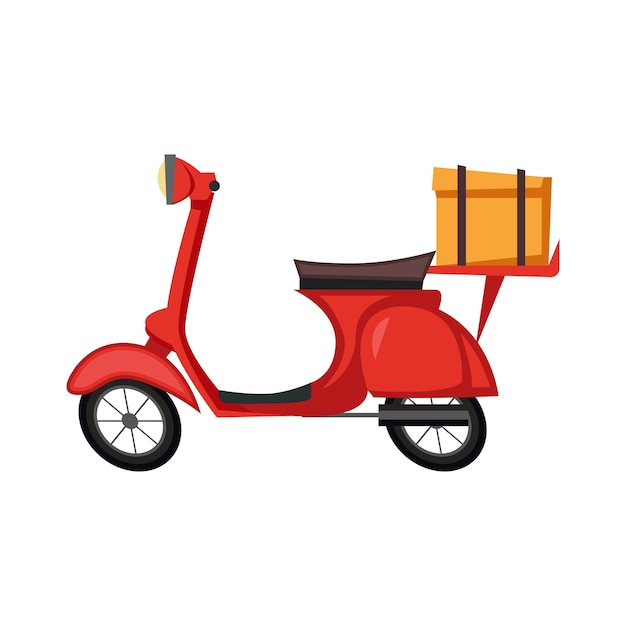 Snelle en gratis levering op scooter open cartoon illustratie Voedselservice