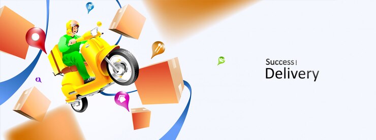 Vector snelle levering pakket per scooter op mobiele telefoon. bestelpakket in e-commerce per app. tracking koerier door kaart applicatie. driedimensionaal concept. vector illustratie