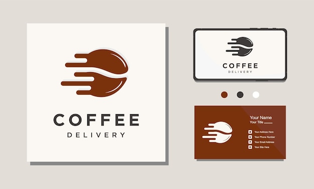 Snelle snelle koffieboon logo ontwerp pictogram vector inspiratie