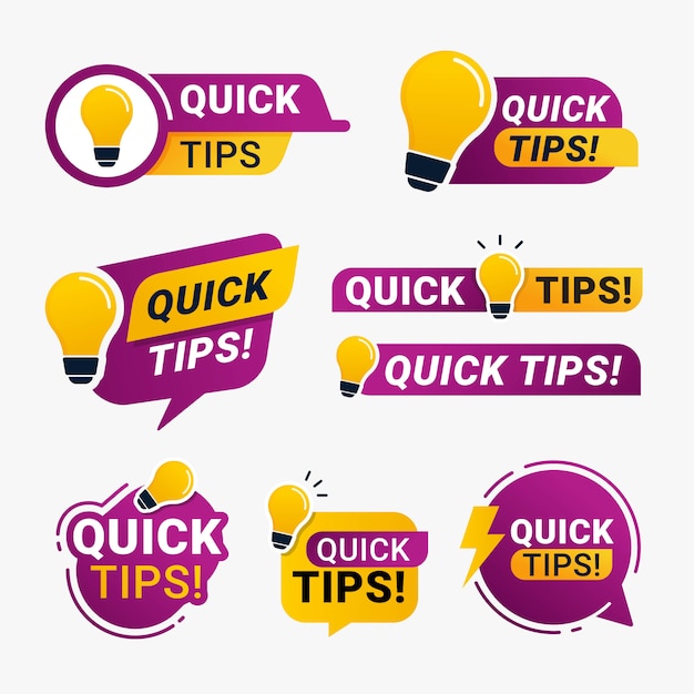 Vector snelle tips logobadge met geel gloeilamppictogram