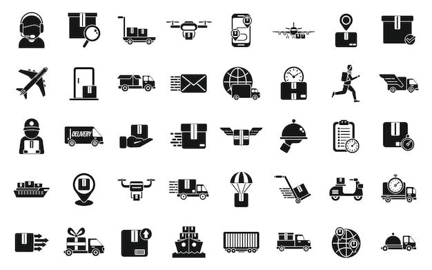 Snelle verzending pictogrammen instellen eenvoudige vector Zakelijke vracht