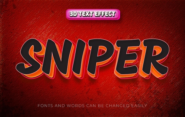 Sniper 3d editable text effect style