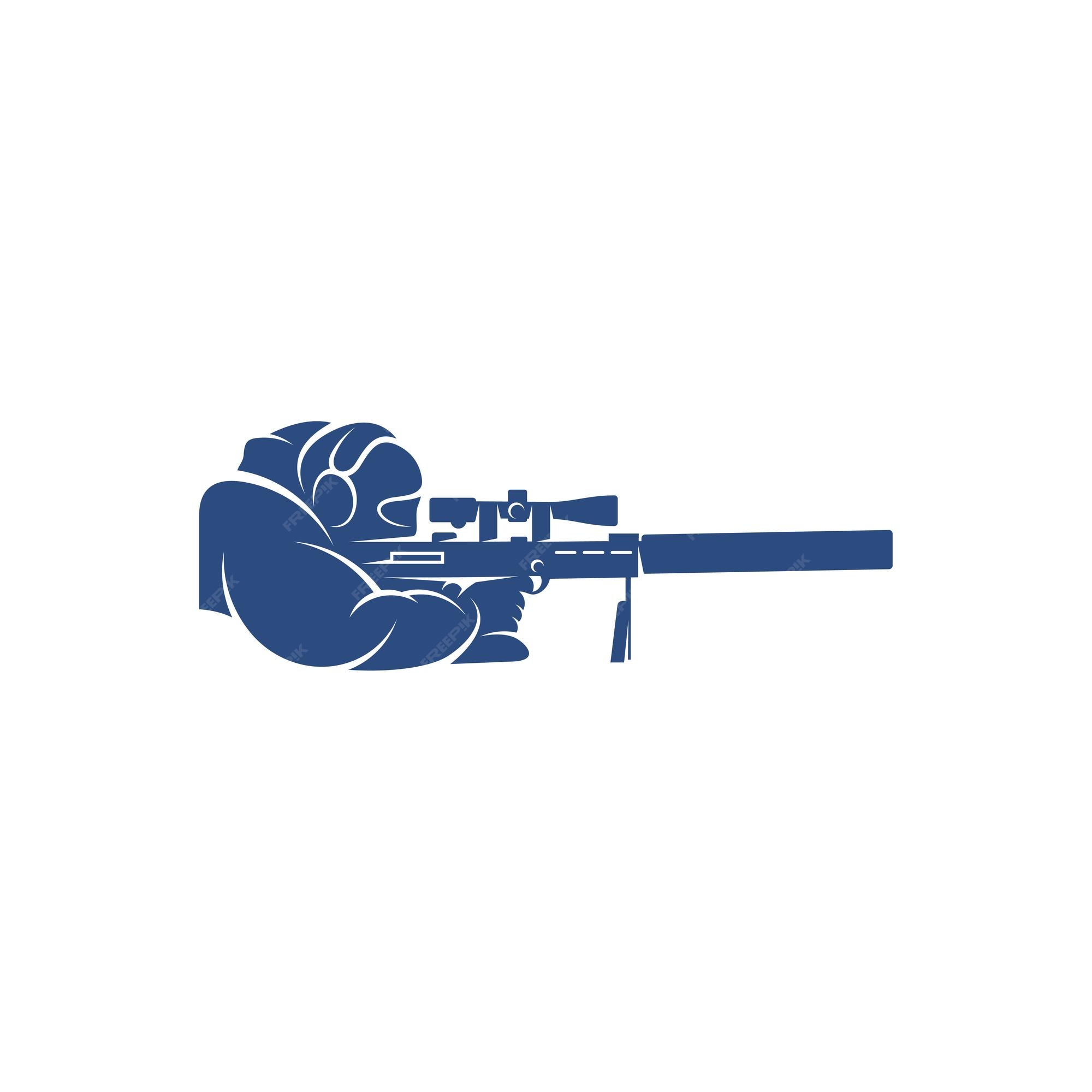 Sniper rifle icon, vector symbol on blue • wall stickers round