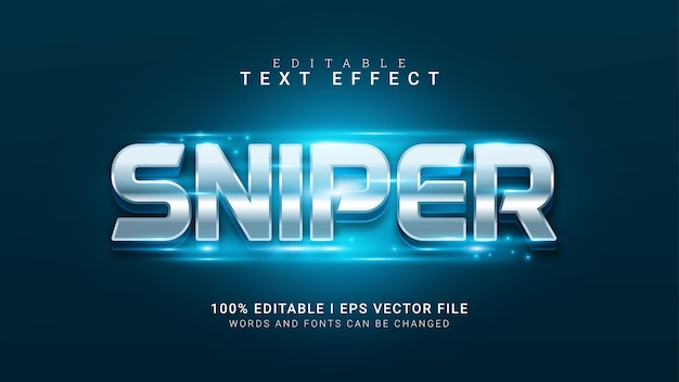 Sniper editable text effect vector illustration