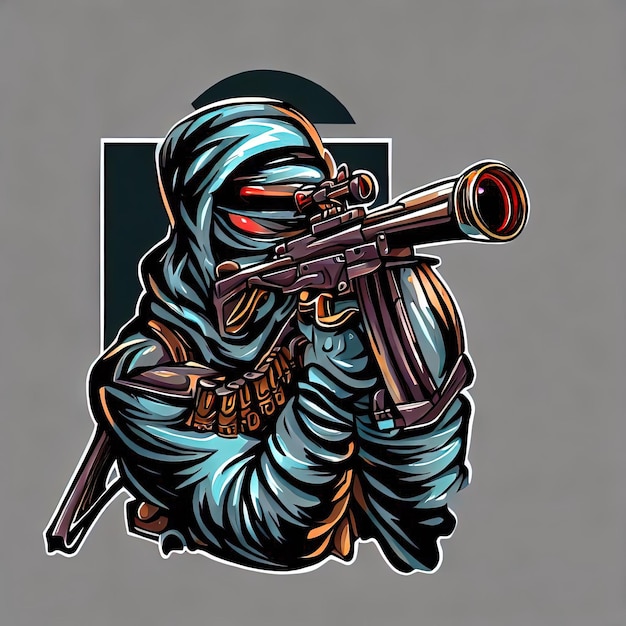Sniper Game Character Concept Art Intricate Vector Design