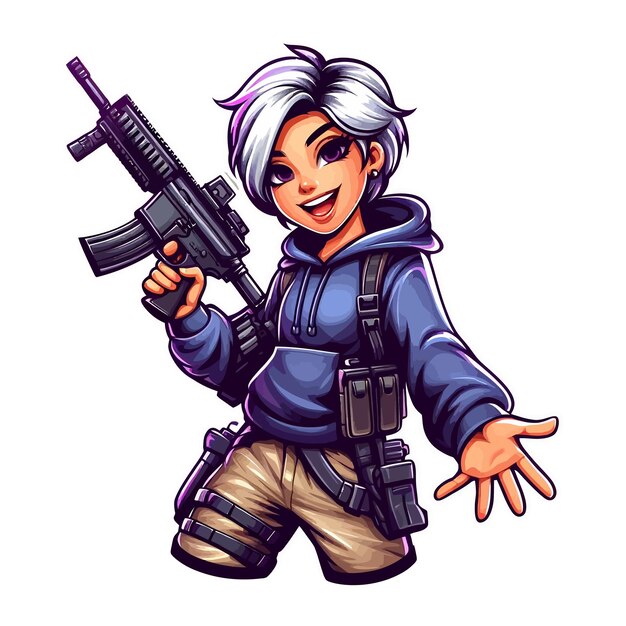 Vector sniper gamer girl kick twitch streamer logo