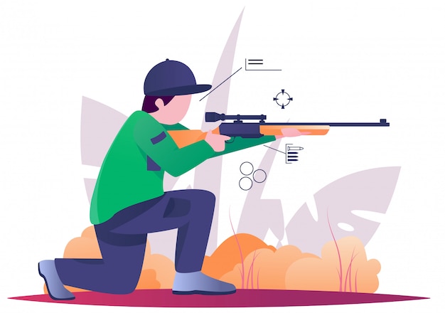 sniper hunting on forest flat illustration