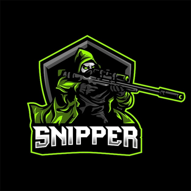 Vector sniper logo esport, mascot, streaming logo design