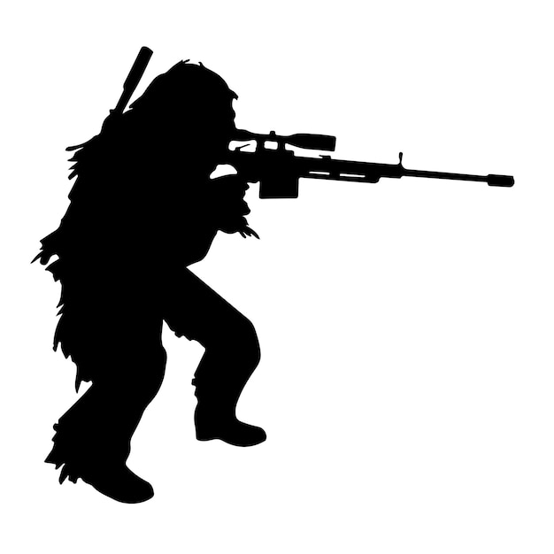 Sniper soldaat silhouet vector ontwerp