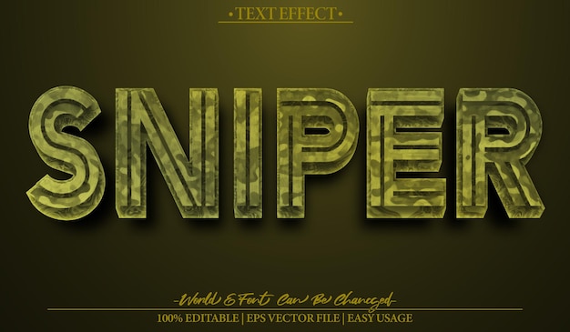 Sniper Vector Text Effect Bewerkbaar Alphabet Army Game Groen