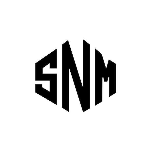 Design del logo a lettere snm con forma di poligono snm poligono e forma di cubo design del logo snm esagono vettoriale modello di logo colori bianco e nero snm monogramma business e logo immobiliare