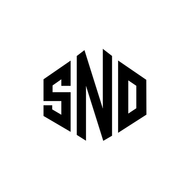 スノー (SNO) のロゴのデザインはポリゴン (多角形) とキューブ (立方形) で構成されホワイトとブラックの色で構成されモノグラフ (モノグラム) ビジネスロゴ (不動産ロゴ)