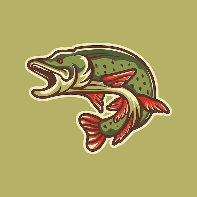 Snoek vis logo ontwerp illustrator