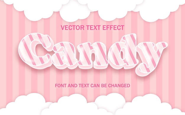 Snoep bewerkbaar teksteffect roze gestreepte lolipop vector