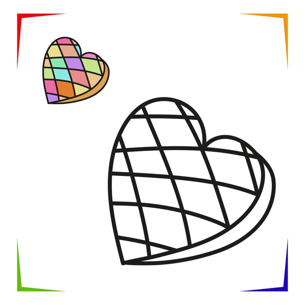 Snoep hart vorm Kleurplaat Vector Educatief werkblad gekleurd door monster Paint spel