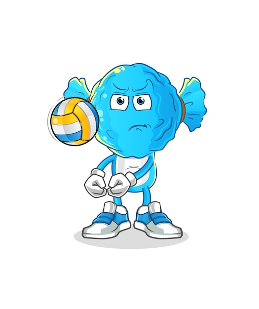 Snoep hoofd cartoon spelen volleybal mascotte cartoon vector