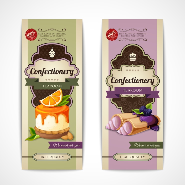 Vector snoep vintage banners verticaal
