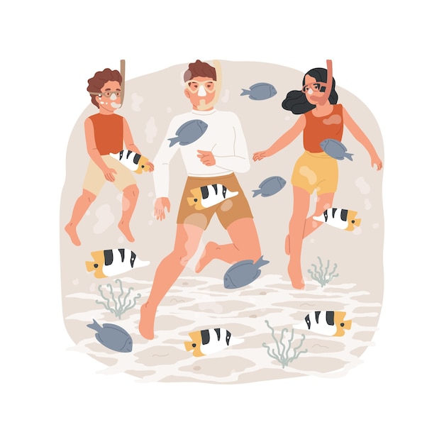 Snorkeling isolated cartoon vector illustration