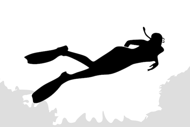 Vector snorkeling silhouette illustration