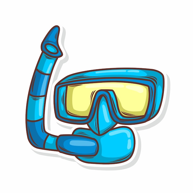 Vector snorkeling tool doodle art illustration