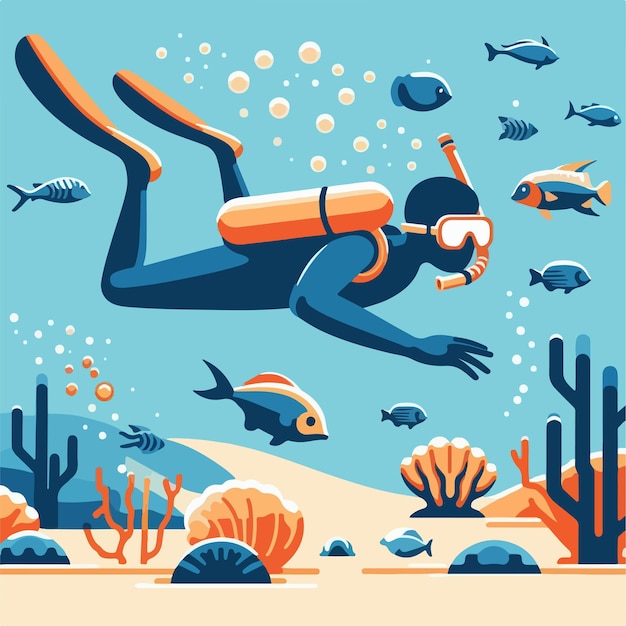 Vector snorkling ai generated image