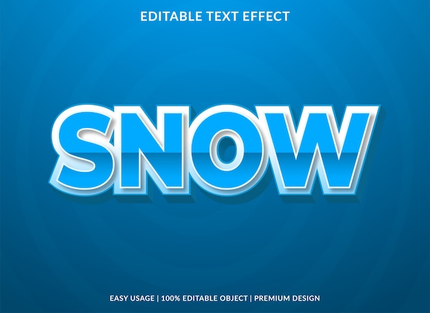 Snow 3d bold text effect template premium style